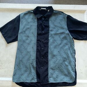 Men’s AXIST 100% silk vintage button-down short sleeve T-shirt size L